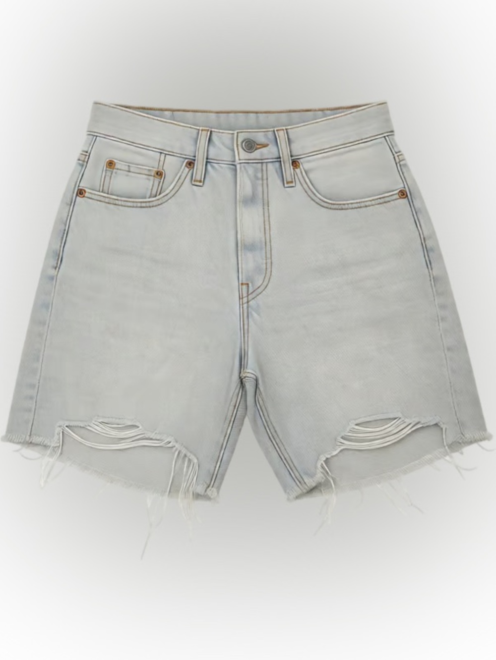 Levi's Light Blue High-Waist Long Denim Shorts